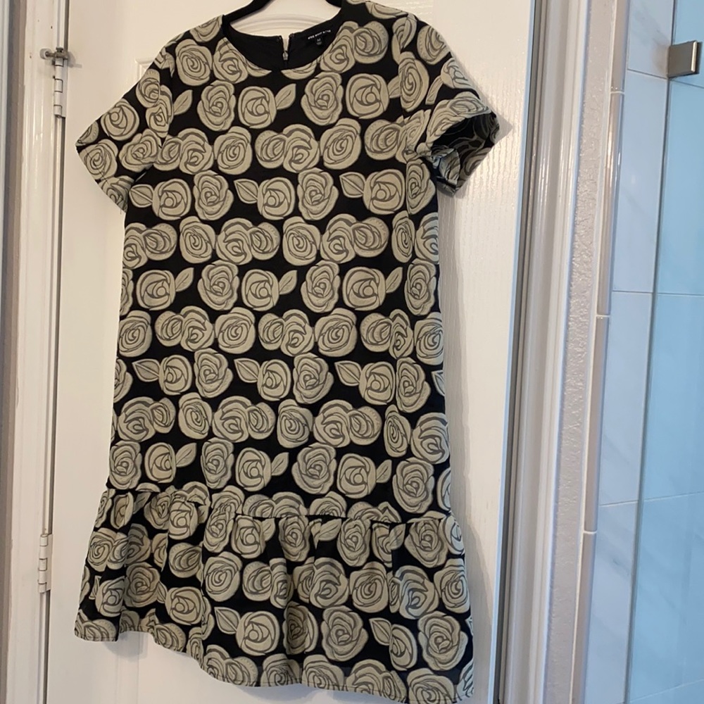 Mini black and cream rose dress